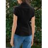 imageCicy Bell Womens Summer Button Down Shirts Short Sleeve Slim Fit Petite Ruched Cotton Blouses Cute Going Out TopsBlack