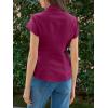imageCicy Bell Womens Summer Button Down Shirts Short Sleeve Slim Fit Petite Ruched Cotton Blouses Cute Going Out TopsFuchsia