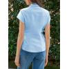 imageCicy Bell Womens Summer Button Down Shirts Short Sleeve Slim Fit Petite Ruched Cotton Blouses Cute Going Out TopsLight Blue