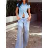imageCicy Bell Womens Summer Button Down Shirts Short Sleeve Slim Fit Petite Ruched Cotton Blouses Cute Going Out TopsLight Blue