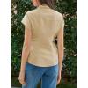 imageCicy Bell Womens Summer Button Down Shirts Short Sleeve Slim Fit Petite Ruched Cotton Blouses Cute Going Out TopsLight Khaki