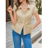 imageCicy Bell Womens Summer Button Down Shirts Short Sleeve Slim Fit Petite Ruched Cotton Blouses Cute Going Out TopsLight Khaki