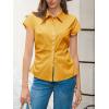 imageCicy Bell Womens Summer Button Down Shirts Short Sleeve Slim Fit Petite Ruched Cotton Blouses Cute Going Out TopsTurmeric Yellow