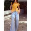 imageCicy Bell Womens Summer Button Down Shirts Short Sleeve Slim Fit Petite Ruched Cotton Blouses Cute Going Out TopsTurmeric Yellow