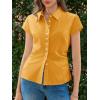 imageCicy Bell Womens Summer Button Down Shirts Short Sleeve Slim Fit Petite Ruched Cotton Blouses Cute Going Out TopsTurmeric Yellow