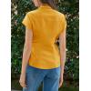 imageCicy Bell Womens Summer Button Down Shirts Short Sleeve Slim Fit Petite Ruched Cotton Blouses Cute Going Out TopsTurmeric Yellow