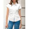 imageCicy Bell Womens Summer Button Down Shirts Short Sleeve Slim Fit Petite Ruched Cotton Blouses Cute Going Out TopsWhite