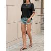 imageCicy Bell Womens Summer Crew Neck T Shirts Casual Short Sleeve Loose Fit Tunic Tops Color Block Basic Tee TopBlack