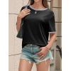 imageCicy Bell Womens Summer Crew Neck T Shirts Casual Short Sleeve Loose Fit Tunic Tops Color Block Basic Tee TopBlack