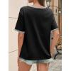 imageCicy Bell Womens Summer Crew Neck T Shirts Casual Short Sleeve Loose Fit Tunic Tops Color Block Basic Tee TopBlack