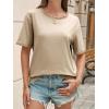 imageCicy Bell Womens Summer Crew Neck T Shirts Casual Short Sleeve Loose Fit Tunic Tops Color Block Basic Tee TopKhaki