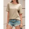 imageCicy Bell Womens Summer Crew Neck T Shirts Casual Short Sleeve Loose Fit Tunic Tops Color Block Basic Tee TopKhaki