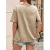 imageCicy Bell Womens Summer Crew Neck T Shirts Casual Short Sleeve Loose Fit Tunic Tops Color Block Basic Tee TopKhaki