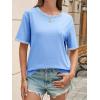 imageCicy Bell Womens Summer Crew Neck T Shirts Casual Short Sleeve Loose Fit Tunic Tops Color Block Basic Tee TopLight Blue