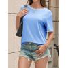 imageCicy Bell Womens Summer Crew Neck T Shirts Casual Short Sleeve Loose Fit Tunic Tops Color Block Basic Tee TopLight Blue