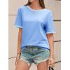 imageCicy Bell Womens Summer Crew Neck T Shirts Casual Short Sleeve Loose Fit Tunic Tops Color Block Basic Tee TopLight Blue