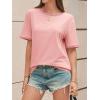 imageCicy Bell Womens Summer Crew Neck T Shirts Casual Short Sleeve Loose Fit Tunic Tops Color Block Basic Tee TopLight Pink