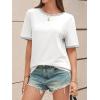 imageCicy Bell Womens Summer Crew Neck T Shirts Casual Short Sleeve Loose Fit Tunic Tops Color Block Basic Tee TopWhite