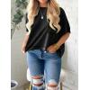 imageCicy Bell Womens Summer Cropped TShirts Boxy Casual Short Sleeve Crew Neck Tops Acid Wash Cotton Loose Fit Tee ShirtsBlack