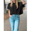 imageCicy Bell Womens Summer Cropped TShirts Boxy Casual Short Sleeve Crew Neck Tops Acid Wash Cotton Loose Fit Tee ShirtsBlack