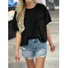 imageCicy Bell Womens Summer Cropped TShirts Boxy Casual Short Sleeve Crew Neck Tops Acid Wash Cotton Loose Fit Tee ShirtsBlack
