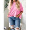 imageCicy Bell Womens Summer Cropped TShirts Boxy Casual Short Sleeve Crew Neck Tops Acid Wash Cotton Loose Fit Tee ShirtsHot Pink
