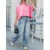 imageCicy Bell Womens Summer Cropped TShirts Boxy Casual Short Sleeve Crew Neck Tops Acid Wash Cotton Loose Fit Tee ShirtsHot Pink