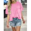 imageCicy Bell Womens Summer Cropped TShirts Boxy Casual Short Sleeve Crew Neck Tops Acid Wash Cotton Loose Fit Tee ShirtsHot Pink