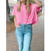 imageCicy Bell Womens Summer Cropped TShirts Boxy Casual Short Sleeve Crew Neck Tops Acid Wash Cotton Loose Fit Tee ShirtsHot Pink
