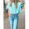 imageCicy Bell Womens Summer Cropped TShirts Boxy Casual Short Sleeve Crew Neck Tops Acid Wash Cotton Loose Fit Tee ShirtsLight Blue