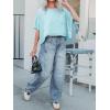 imageCicy Bell Womens Summer Cropped TShirts Boxy Casual Short Sleeve Crew Neck Tops Acid Wash Cotton Loose Fit Tee ShirtsLight Blue