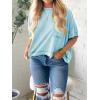 imageCicy Bell Womens Summer Cropped TShirts Boxy Casual Short Sleeve Crew Neck Tops Acid Wash Cotton Loose Fit Tee ShirtsLight Blue