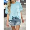 imageCicy Bell Womens Summer Cropped TShirts Boxy Casual Short Sleeve Crew Neck Tops Acid Wash Cotton Loose Fit Tee ShirtsLight Blue