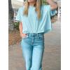 imageCicy Bell Womens Summer Cropped TShirts Boxy Casual Short Sleeve Crew Neck Tops Acid Wash Cotton Loose Fit Tee ShirtsLight Blue