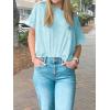 imageCicy Bell Womens Summer Cropped TShirts Boxy Casual Short Sleeve Crew Neck Tops Acid Wash Cotton Loose Fit Tee ShirtsLight Blue