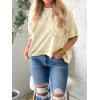 imageCicy Bell Womens Summer Cropped TShirts Boxy Casual Short Sleeve Crew Neck Tops Acid Wash Cotton Loose Fit Tee ShirtsLight Khaki
