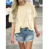 imageCicy Bell Womens Summer Cropped TShirts Boxy Casual Short Sleeve Crew Neck Tops Acid Wash Cotton Loose Fit Tee ShirtsLight Khaki