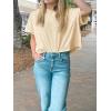 imageCicy Bell Womens Summer Cropped TShirts Boxy Casual Short Sleeve Crew Neck Tops Acid Wash Cotton Loose Fit Tee ShirtsLight Khaki