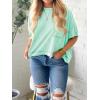 imageCicy Bell Womens Summer Cropped TShirts Boxy Casual Short Sleeve Crew Neck Tops Acid Wash Cotton Loose Fit Tee ShirtsMint Color