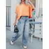 imageCicy Bell Womens Summer Cropped TShirts Boxy Casual Short Sleeve Crew Neck Tops Acid Wash Cotton Loose Fit Tee ShirtsOrange