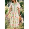 imageCicy Bell Womens Summer Floral Print Maxi Dress A Line Puff Short Sleeve V Neck Boho Dresses Flowy Beach Vacation OutfitsBeige