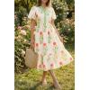 imageCicy Bell Womens Summer Floral Print Maxi Dress A Line Puff Short Sleeve V Neck Boho Dresses Flowy Beach Vacation OutfitsBeige