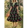 imageCicy Bell Womens Summer Floral Print Maxi Dress A Line Puff Short Sleeve V Neck Boho Dresses Flowy Beach Vacation OutfitsBlack