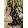 imageCicy Bell Womens Summer Floral Print Maxi Dress A Line Puff Short Sleeve V Neck Boho Dresses Flowy Beach Vacation OutfitsBlack