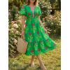 imageCicy Bell Womens Summer Floral Print Maxi Dress A Line Puff Short Sleeve V Neck Boho Dresses Flowy Beach Vacation OutfitsGreen