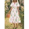imageCicy Bell Womens Summer Floral Print Maxi Dress A Line Puff Short Sleeve V Neck Boho Dresses Flowy Beach Vacation OutfitsLight Pink