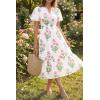 imageCicy Bell Womens Summer Floral Print Maxi Dress A Line Puff Short Sleeve V Neck Boho Dresses Flowy Beach Vacation OutfitsLight Pink