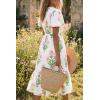 imageCicy Bell Womens Summer Floral Print Maxi Dress A Line Puff Short Sleeve V Neck Boho Dresses Flowy Beach Vacation OutfitsLight Pink