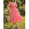 imageCicy Bell Womens Summer Floral Print Maxi Dress A Line Puff Short Sleeve V Neck Boho Dresses Flowy Beach Vacation OutfitsPink