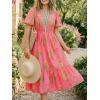 imageCicy Bell Womens Summer Floral Print Maxi Dress A Line Puff Short Sleeve V Neck Boho Dresses Flowy Beach Vacation OutfitsPink